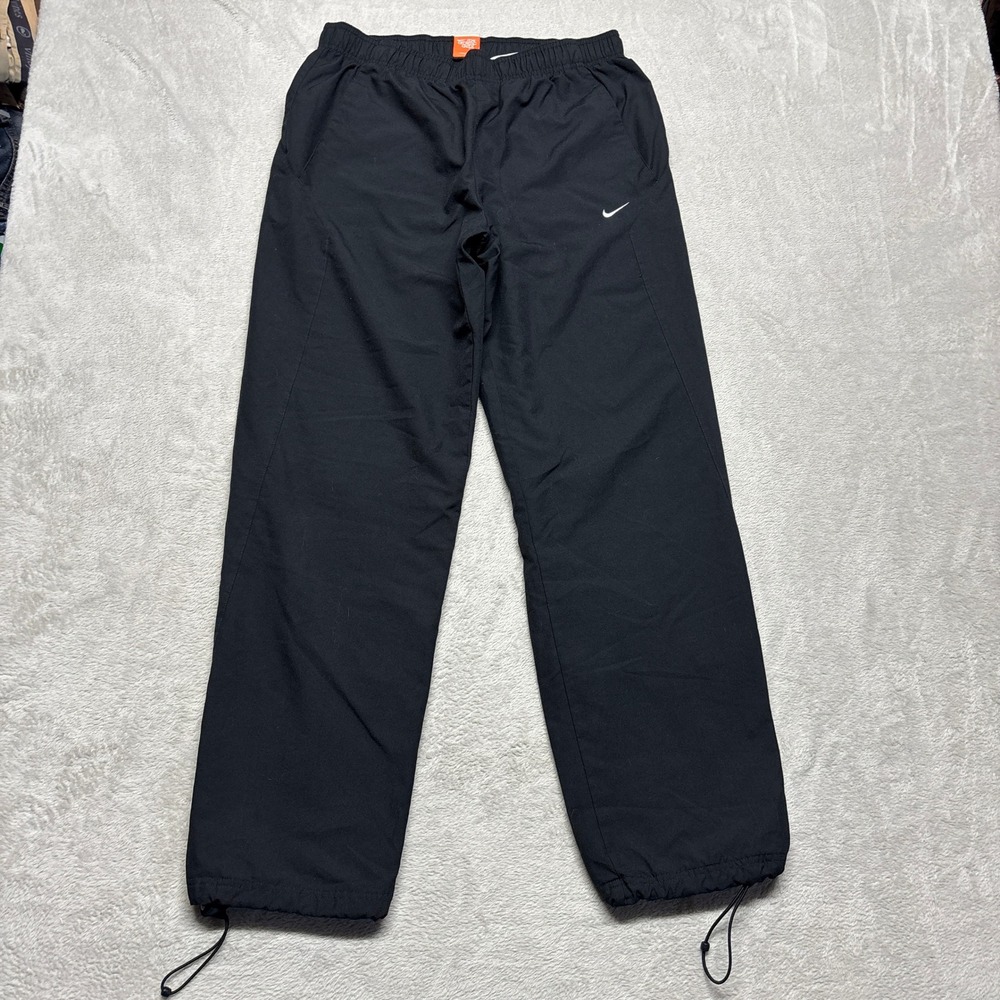 VTG Nike Athletic Dept. Track Pants Mens M Black Mesh Lined Bungee Baggy Y2K EUC